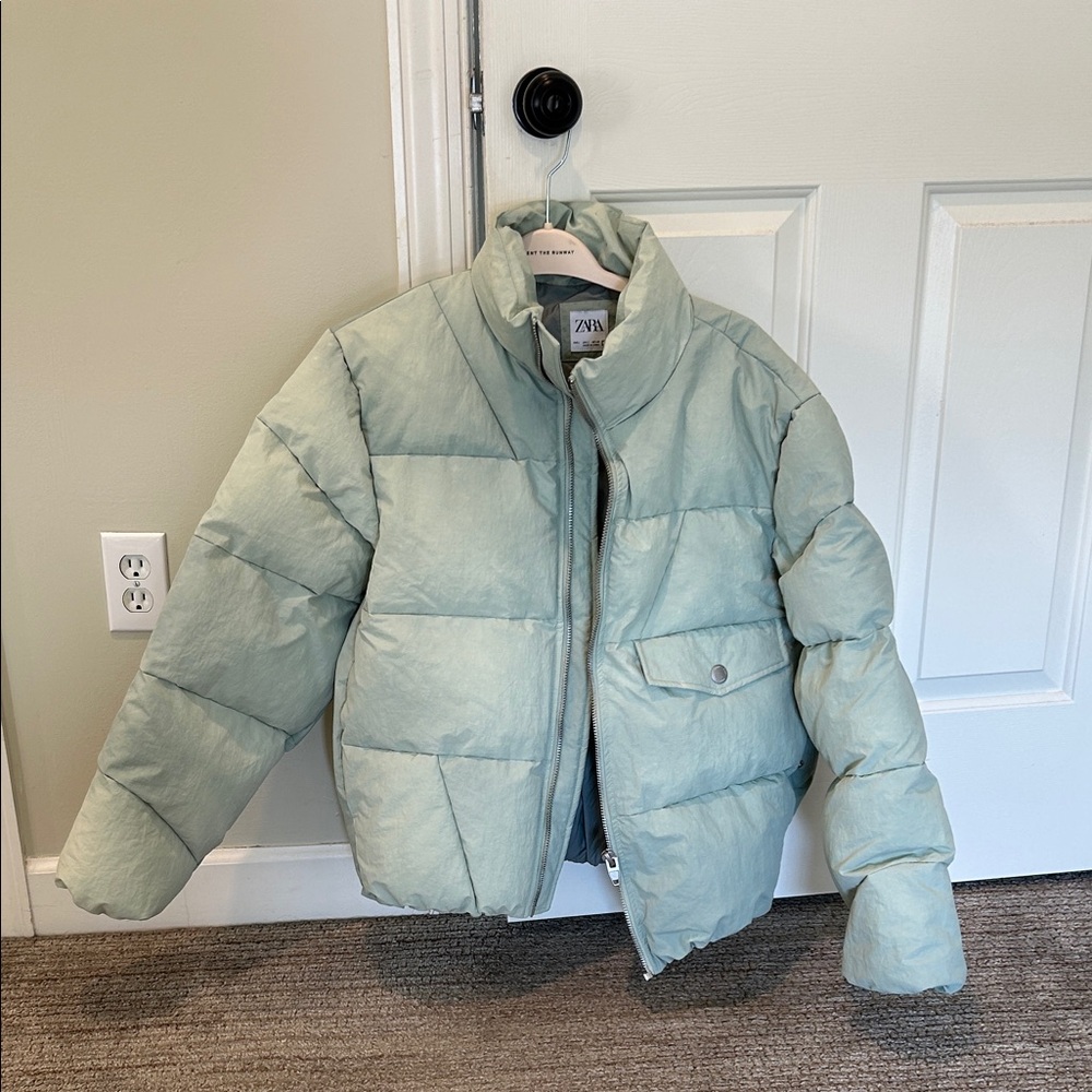 Zara Mint Green Quilted Jacket